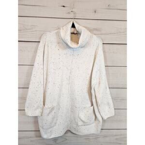 Madison Gray Women's White Knit Turtleneck‎ Long Sleeve Pullover Sweater Size L